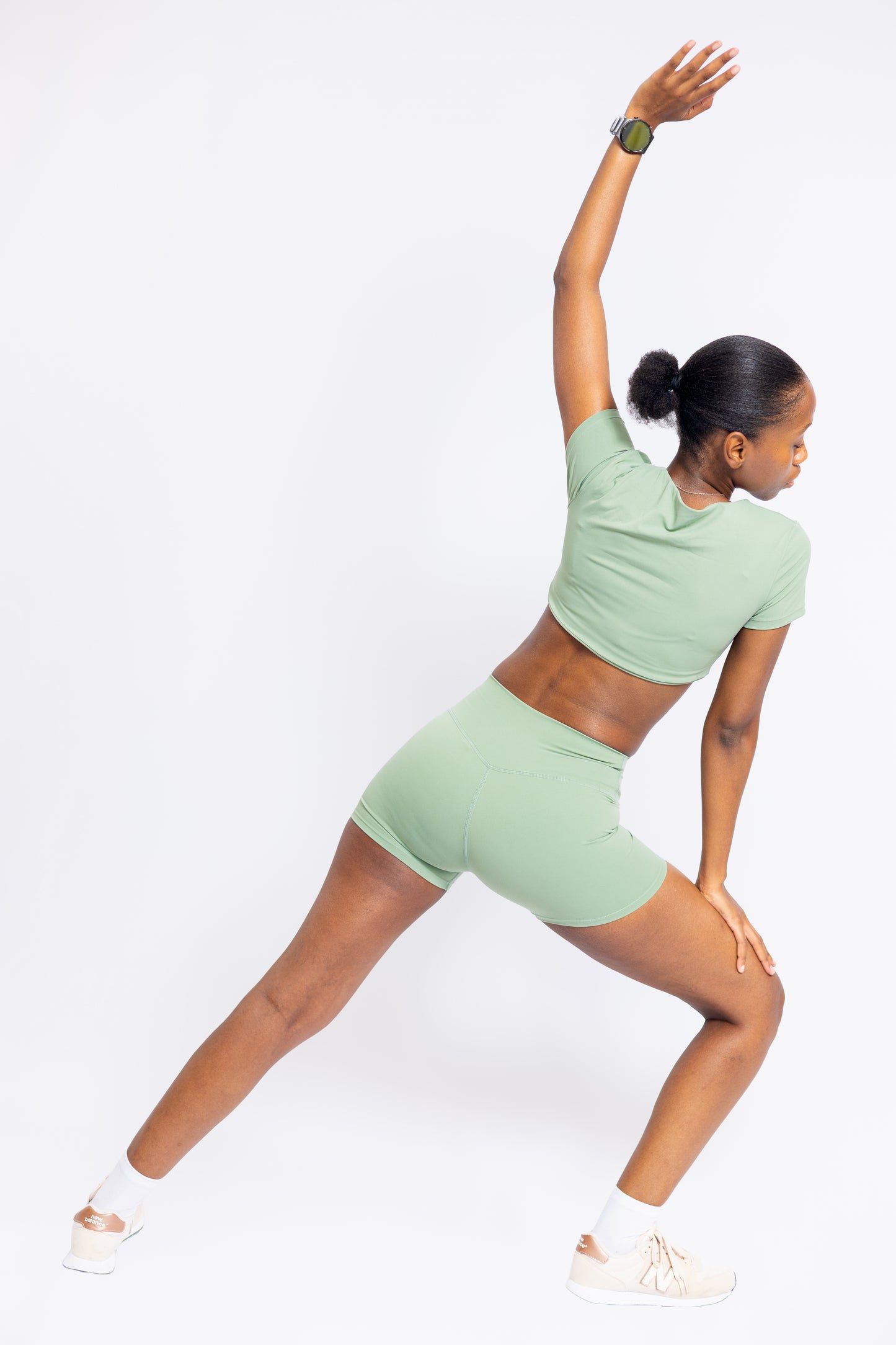 Active in Green Matcha shorts set